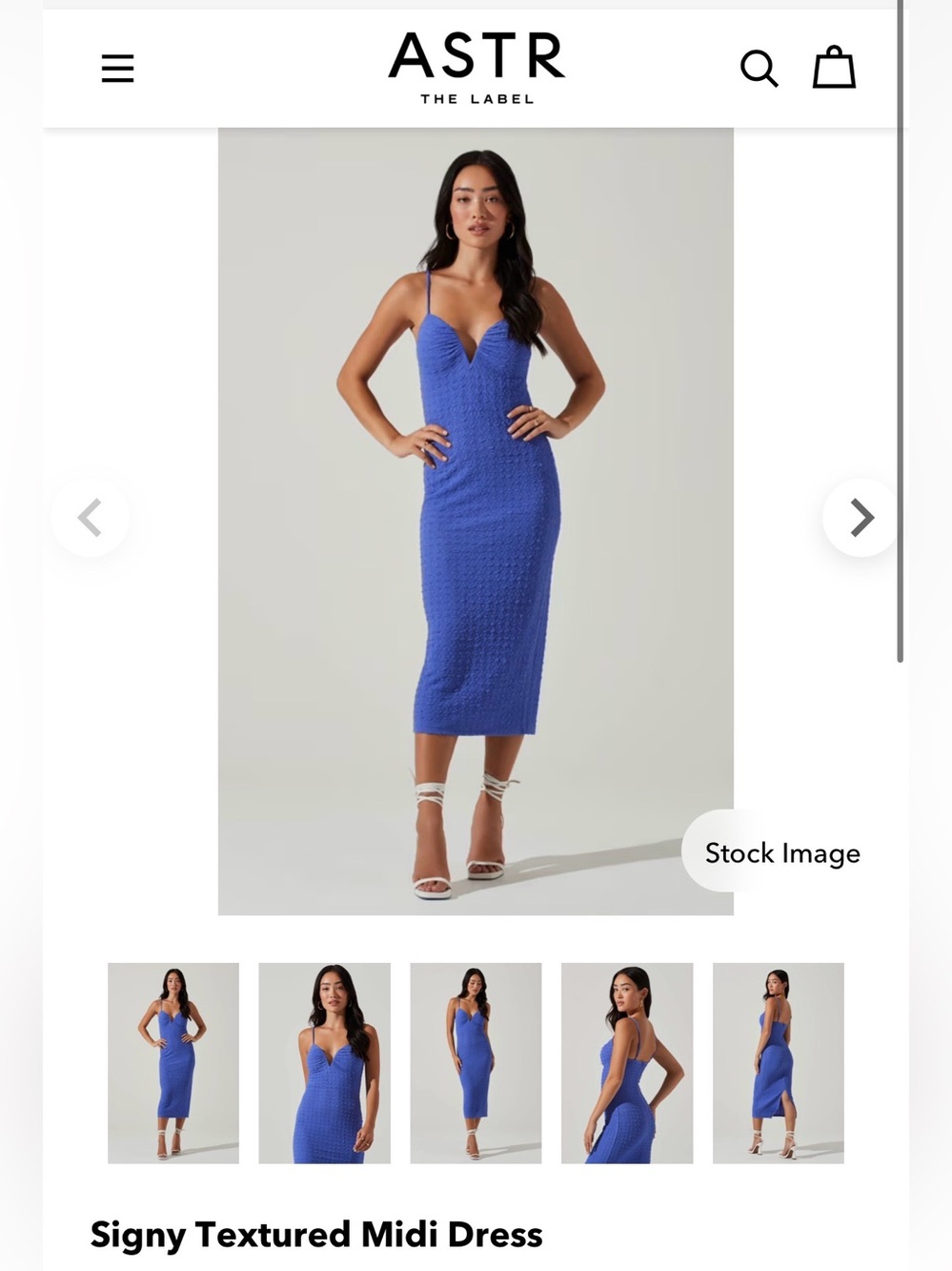 Astr Signy Textured Midi Dress - Cobalt Blue
